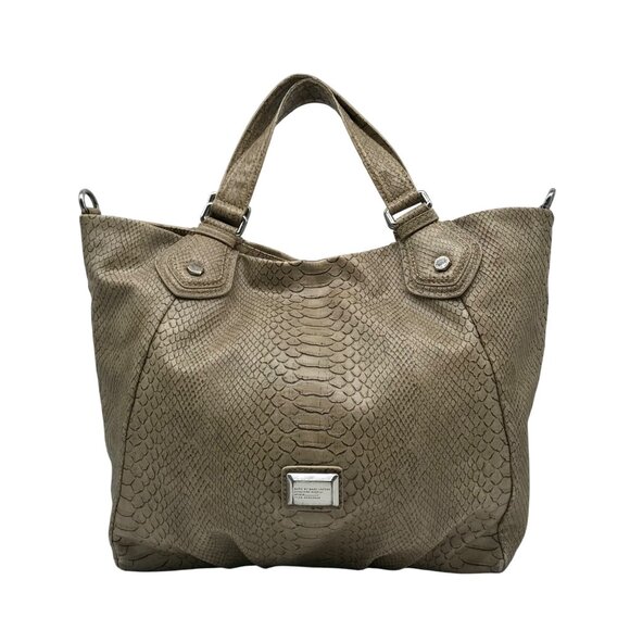 Marc Jacobs Taupe Snake Print Convertible Satchel - Picture 1 of 11